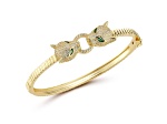 Rachel Zoe 14K Yellow Gold Over Sterling Silver Pave Double Panther Head Bangle Bracelet
