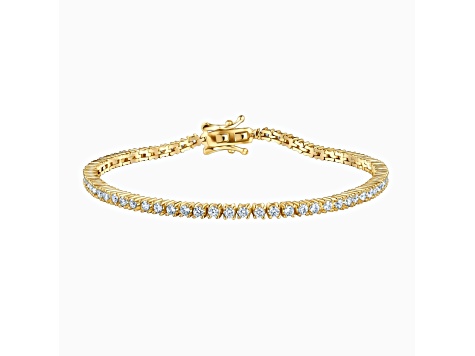 Sterling Silver 2MM Everyday Tennis Bracelet Size - 6 Inches, Color Gold