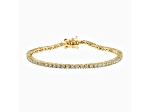 14K Yellow Gold Over Sterling Silver 2MM Cubic Zirconia Tennis Bracelet Size - 6.5 Inches