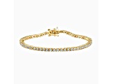 14K Yellow Gold Over Sterling Silver 2MM Cubic Zirconia Tennis Bracelet Size - 7 Inches