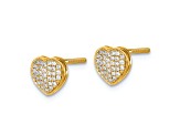 14k Yellow Gold and Rhodium Over 14k Yellow Gold 6mm Diamond Heart Stud Earrings