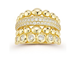 Rachel Zoe 14K Yellow Gold Over Sterling Silver Cubic Zirconia Multi-Row Stacked Statement Ring