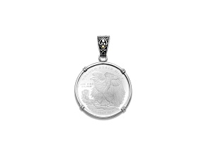 Silver Treasures by Samuel B. Silver/18k Gold Accent 1/2 oz Walking Liberty Coin Round Pendant