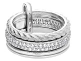 Judith Ripka 1.28ctw Bella Luce® Diamond Simulant Rhodium Over Sterling Silver Textured Band Ring