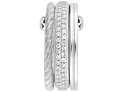 Judith Ripka 1.28ctw Bella Luce® Diamond Simulant Rhodium Over Sterling Silver Textured Band Ring