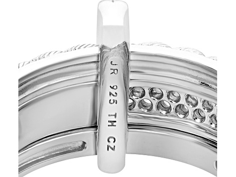 Judith Ripka 1.28ctw Bella Luce® Diamond Simulant Rhodium Over Sterling Silver Textured Band Ring