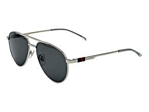 Gucci Silver Tone Aviator Frame / Gray Lenses Sunglasses