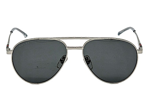 Gucci Silver Tone Aviator Frame / Gray Lenses Sunglasses