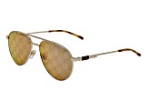 Gucci Gold Tone Aviator Frame / Brown Logo Mirrored Lenses Sunglasses