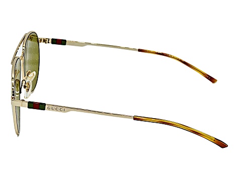 Gucci Gold Tone Aviator Frame / Brown Logo Mirrored Lenses Sunglasses