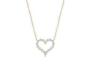 White Lab-Grown Diamond F-G SI1 10K Yellow Gold Heart Necklace 1.00ctw
