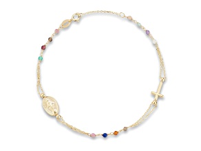 Bellissima Gold 14K Yellow Gold Lapis, Garnet, Rose Quartz, Chalcedony Beaded Bracelet