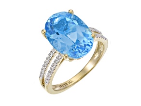 Sky Blue Topaz 14k Gold Over Sterling Silver Ring 7.66 cttw