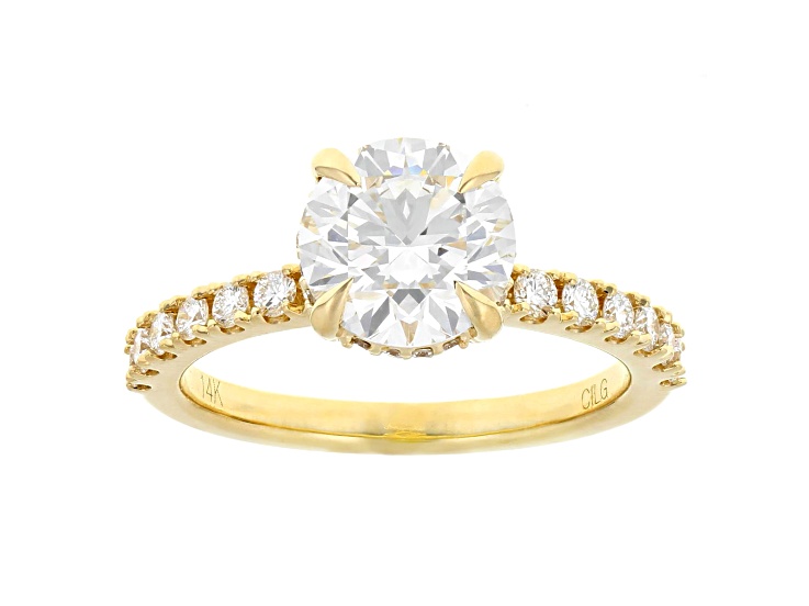 White Lab-Grown Diamond IGI Certified 14k Yellow Gold Ring 2.50ctw