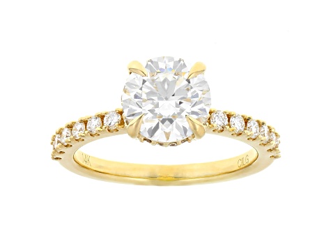 White Lab-Grown Diamond IGI Certified 14k Yellow Gold Ring 2.50ctw