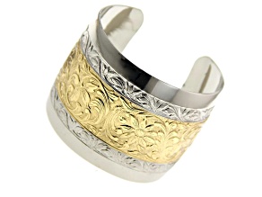 1928 Jewelry Gold-Tone and Silver-Tone Floral Cuff Bracelet