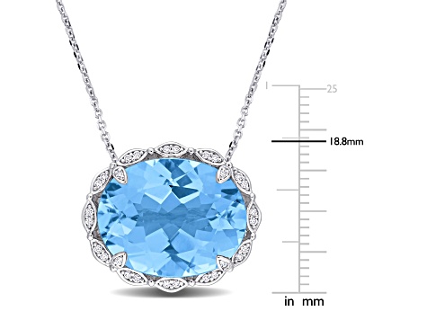 Sky Blue Topaz & Diamond 14K White Gold Pendant With Chain 24.88ctw ...