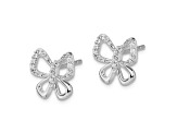 Rhodium Over 14K White Gold 10mm Diamond Butterfly Stud Earrings