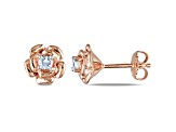 1/3 CT TGW Created White Sapphire Stud Earrings in Rose Plated Sterling Silver