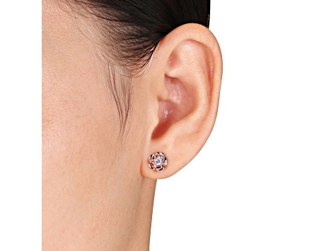 1/3 CT TGW Created White Sapphire Stud Earrings in Rose Plated Sterling Silver