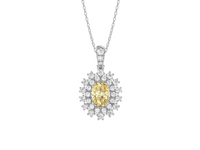 10K White and Yellow Gold 1.50CTW Lab-Grown Yellow and White Diamond Pendant with Chain