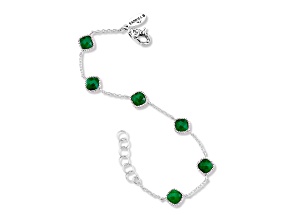Silver Treasures by Samuel B. Sterling Silver 6 Station 6mm Briolette Emerald Bracelet