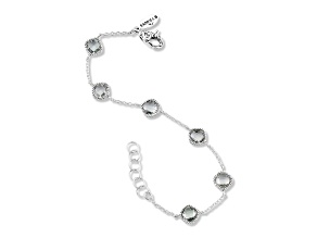 Silver Treasures by Samuel B. Sterling Silver 6 Station 6mm Briolette White Topaz Bracelet