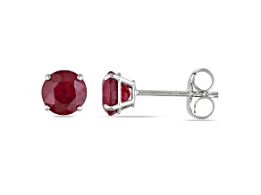 Ruby 14K White Gold Earrings 1.38ctw