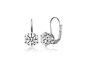 Clear 3MM Cubic Zirconia, Rhodium Plated over Sterling Silver Classic Leverback Earrings