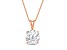 White Cubic Zirconia 14k Rose Gold Pendant With Chain 2.00ctw