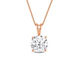 White Cubic Zirconia 14k Rose Gold Pendant With Chain 2.00ctw