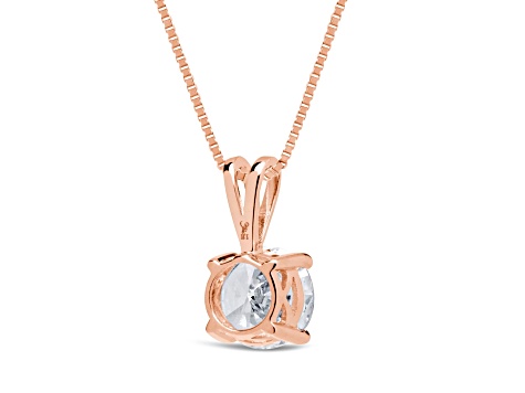 White Cubic Zirconia 14k Rose Gold Pendant With Chain 2.00ctw