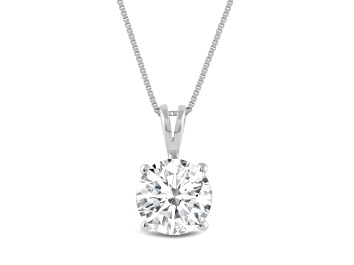 Picture of White Cubic Zirconia 14k White Gold Pendant With Chain 2.00ctw