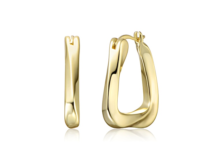 14K Gold Plated over Brass Wavy Twisted Hoop Earrings