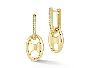 Rachel Zoe 14K Yellow Gold Over Sterling Silver Cubic Zirconia Puffed Mariner Link Charm Earrings