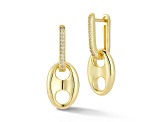 Rachel Zoe 14K Yellow Gold Over Sterling Silver Cubic Zirconia Puffed Mariner Link Charm Earrings