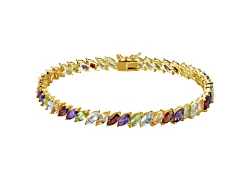 Picture of Multi-Gemstone 18k Yellow Gold Over Sterling Silver Tennis Bracelet 11.09ctw