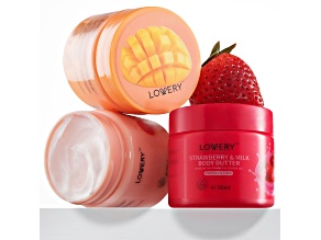 Lovery Whipped Body Butter Creams in Mango, Pink Grapefruit, Strawberry Scents - 3 Pack