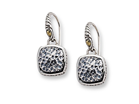 Silver Treasures by Samuel B. Sterling Silver & 18k Yellow Gold Hammered Earrings