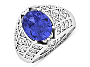 2.63ctw Violet Tanzanite and Diamond 14K White Gold Halo Ring