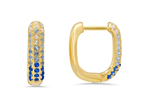 Blue And White Cubic Zirconia 14k Yellow Gold Over Sterling Silver Earrings 0.42ctw