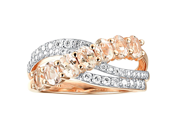 Oval Morganite 14K Rose Gold Over Sterling Sterling Silver Ring 1.34Cttw