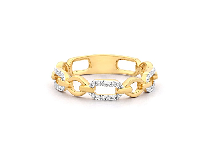 White Diamond 14K Yellow Gold Over Sterling Silver Linked Forever To ...