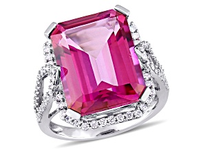 Pink Topaz and Diamond 14K White Gold Ring 6.47ctw