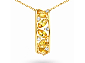Natural Yellow Citrine 14K Yellow Gold Over Sterling Silver Pear Shape Pendant with Chain