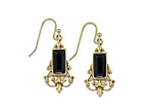 1928 Jewelry Gold-Tone Black Drop Earrings