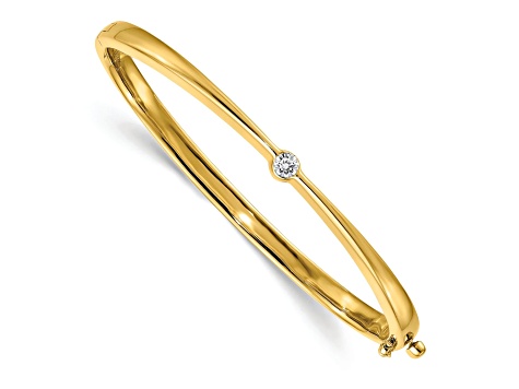 14k Yellow Gold 4mm I1/G-H Diamond Hinged Bangle 0.25ctw