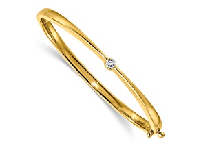 14k Yellow Gold 4mm I1/G-H Diamond Hinged Bangle 0.25ctw