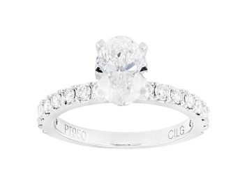 White Lab-Grown Diamond Certified H SI1 10k White Gold Halo Ring With Matching Band 2.25ctw