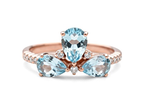 Sky Blue Topaz and White Topaz 14K Rose Gold Over Sterling Silver Ring